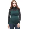 Maternity Pokkori Mockneck Lace Panel Top -Women's Pokkori Clothing 5932360 Forest Green