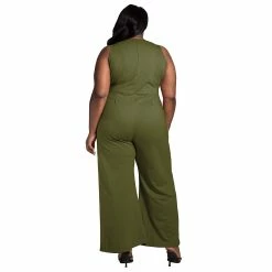 Poetic Justice Women's Plus Size Sleeveless V-Neck Wide Leg Jumsuit -Women's Pokkori Clothing 6061317 ALT