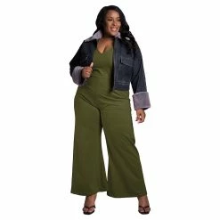 Poetic Justice Women's Plus Size Sleeveless V-Neck Wide Leg Jumsuit -Women's Pokkori Clothing 6061317 ALT2