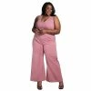 Poetic Justice Women's Plus Size Sleeveless V-Neck Wide Leg Jumsuit -Women's Pokkori Clothing 6061317 Dark Rose