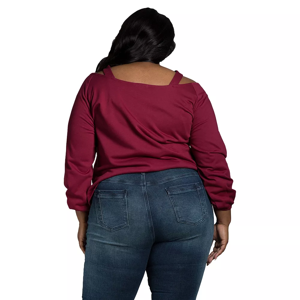 Poetic Justice Women's Plus Size V Self Straps Off Shoulder Long Sleeve Top 5 Poetic Justice Women's Plus Size V Self Straps Off Shoulder Long Sleeve Top - Image 3