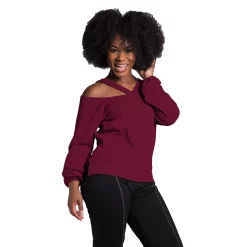 Poetic Justice Women's V Self Straps Off Shoulder Long Sleeve Top