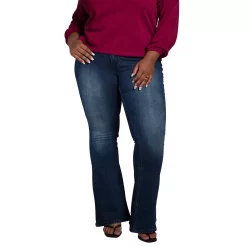 Poetic Justice Women's Plus Size Mid Rise Flare Jean