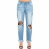 Poetic Justice Women's Curvy Fit Light Acid Wash Destroyed Boyfriend Jeans -Women's Pokkori Clothing 6061350