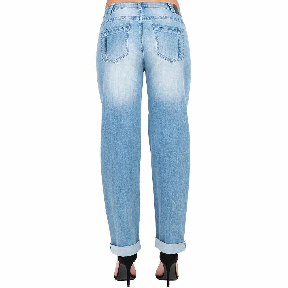 Poetic Justice Women's Curvy Fit Light Acid Wash Destroyed Boyfriend Jeans 4 Poetic Justice Women's Curvy Fit Light Acid Wash Destroyed Boyfriend Jeans - Image 2