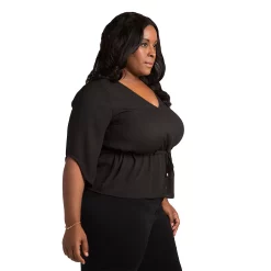 Poetic Justice Plus Size Curvy Women's Chiffon Drawstring Pullover Top -Women's Pokkori Clothing 6061404 ALT2