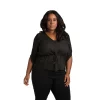 Poetic Justice Plus Size Curvy Women's Chiffon Drawstring Pullover Top -Women's Pokkori Clothing 6061404 Black