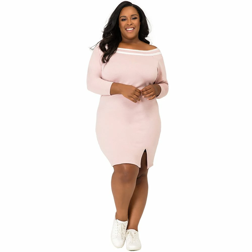 Poetic Justice Plus Size Curvy Women's Atheletic Stripe Knee-Length Dress 3 Poetic Justice Plus Size Curvy Women's Atheletic Stripe Knee-Length Dress