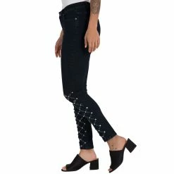 Poetic Justice Women's Curvy Fit Laser Cut Studded Cropped Ankle Jeans 8 Poetic Justice Women's Curvy Fit Laser Cut Studded Cropped Ankle Jeans -Women's Pokkori Clothing 6061418 ALT2