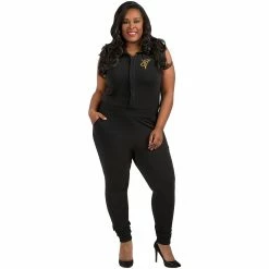 Poetic Justice Plus Size Curvy Women's Sleeveless Stretch Collared Jumpsuit