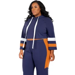 Poetic Justice Plus Size Curvy Women's Flare Sleeve Cropped Hoodie -Women's Pokkori Clothing 6061454 ALT2
