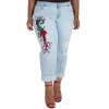 Poetic Justice Plus Size Women's Curvy Fit Light Wash Dragon Embroidered Boyfriend Jeans 1 Poetic Justice Plus Size Women's Curvy Fit Light Wash Dragon Embroidered Boyfriend Jeans -Women's Pokkori Clothing 6061457