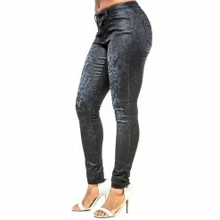 Poetic Justice Women's Curvy Fit Coated Stretch Twill Animal Print Jeans -Women's Pokkori Clothing 6061478 ALT3
