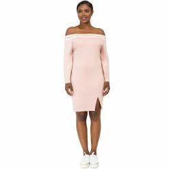 Poetic Justice Curvy Women's Atheletic Stripe Off-The-Shoulder Knee-Length Dress