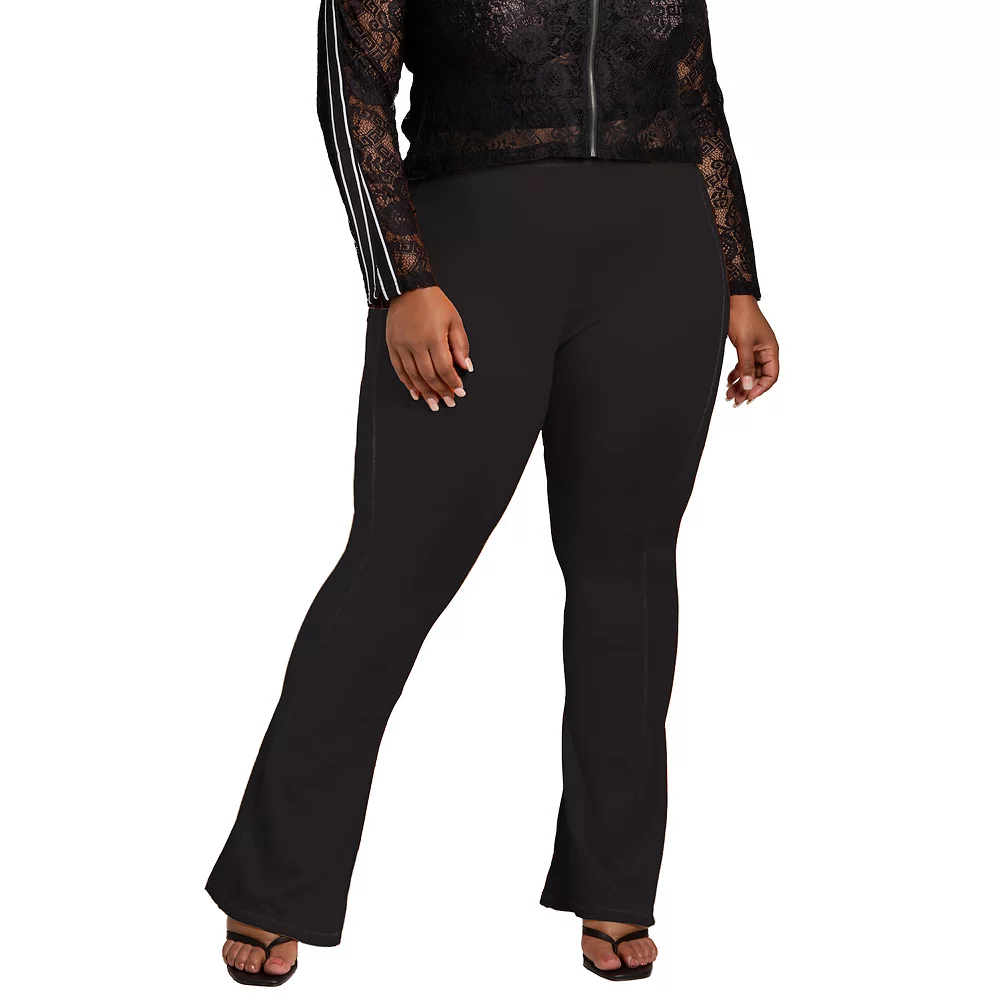 Poetic Justice Women's Plus Size High Rise Fitted Flare Pant 3 Poetic Justice Women's Plus Size High Rise Fitted Flare Pant