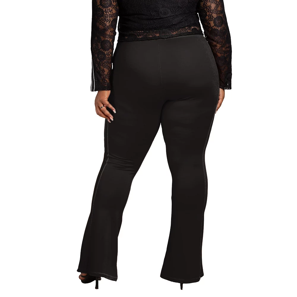Poetic Justice Women's Plus Size High Rise Fitted Flare Pant 4 Poetic Justice Women's Plus Size High Rise Fitted Flare Pant - Image 2