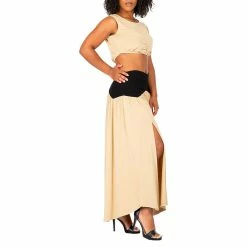 Poetic Justice Women's V Waist A Line Side Slit Flared Maxi Skirt 8 Poetic Justice Women's V Waist A Line Side Slit Flared Maxi Skirt -Women's Pokkori Clothing 6061614 ALT2
