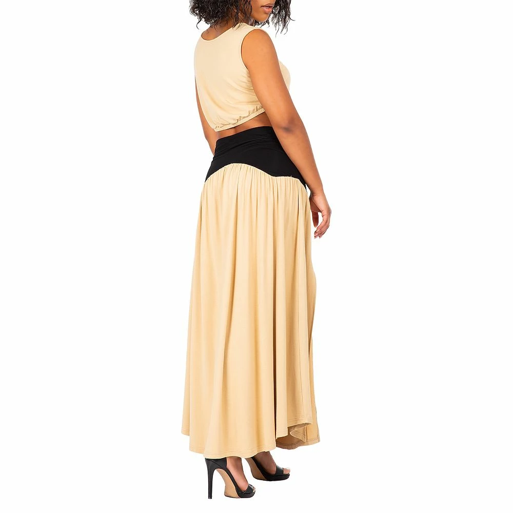 Poetic Justice Women's V Waist A Line Side Slit Flared Maxi Skirt 6 Poetic Justice Women's V Waist A Line Side Slit Flared Maxi Skirt - Image 4