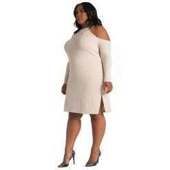 Poetic Justice Plus Size Curvy Women's Asymmetric Cold Shoulder Knee-Length Dress With Grommet 8 Poetic Justice Plus Size Curvy Women's Asymmetric Cold Shoulder Knee-Length Dress With Grommet -Women's Pokkori Clothing 6061651 ALT2