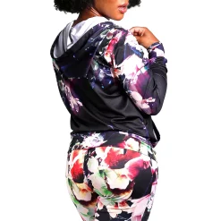 Poetic Justice Women's Active Tricot Full Zip Hoodies Floral Print -Women's Pokkori Clothing 6136943 ALT2