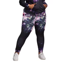Poetic Justice Plus Size Curvy Women's Active Floral Print Poly Tricot Leggings
