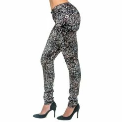Poetic Justice Women's Curvy Fit Stretch Twill Floral Printed Metallic Jeans -Women's Pokkori Clothing 6137832 ALT2