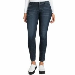 Poetic Justice Women's Curvy Fit Stretch Denim Diamond Embossed Skinny Jeans
