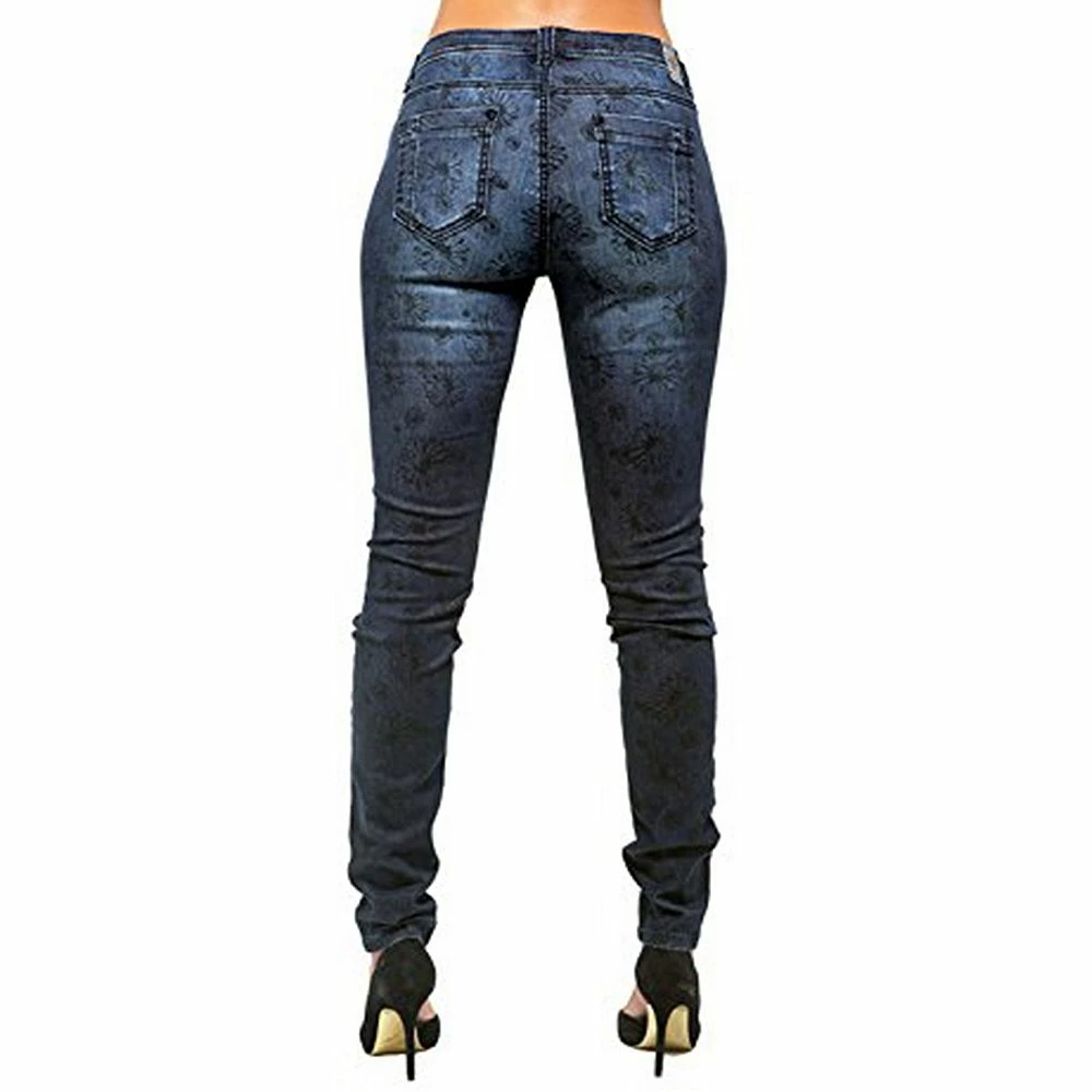 Poetic Justice Women's Curvy Fit Stretch Denim Blasted Daisy Printed Skinny Jeans 4 Poetic Justice Women's Curvy Fit Stretch Denim Blasted Daisy Printed Skinny Jeans - Image 2