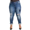 Poetic Justice Plus Size Women's Curvy Fit Vintage Destroyed Boyfriend Jeans -Women's Pokkori Clothing 6137836