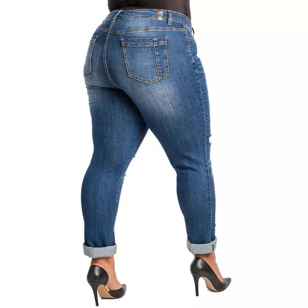 Poetic Justice Plus Size Women's Curvy Fit Vintage Destroyed Boyfriend Jeans 4 Poetic Justice Plus Size Women's Curvy Fit Vintage Destroyed Boyfriend Jeans - Image 2