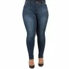 Poetic Justice Plus Size Women's Curvy Fit Medium Whiskering Blasted Skinny Jeans -Women's Pokkori Clothing 6137841
