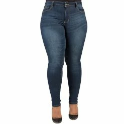 Poetic Justice Plus Size Women's Curvy Fit Medium Whiskering Blasted Skinny Jeans