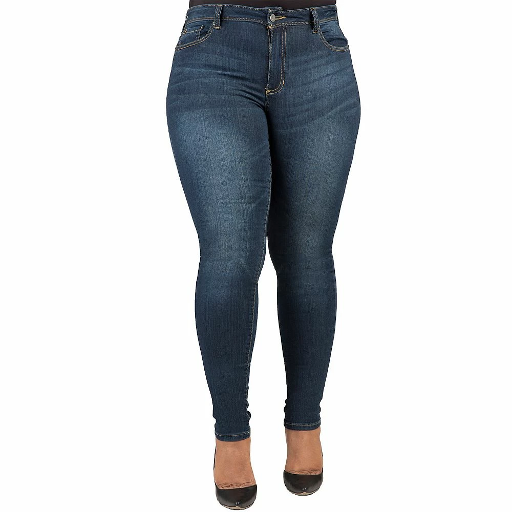 Poetic Justice Plus Size Women's Curvy Fit Medium Whiskering Blasted Skinny Jeans 3 Poetic Justice Plus Size Women's Curvy Fit Medium Whiskering Blasted Skinny Jeans