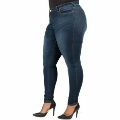 Poetic Justice Plus Size Women's Curvy Fit Medium Whiskering Blasted Skinny Jeans 7 Poetic Justice Plus Size Women's Curvy Fit Medium Whiskering Blasted Skinny Jeans -Women's Pokkori Clothing 6137841 ALT2