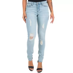 Poetic Justice Women's Curvy Fit Light Stretch Denim Destroyed Skinny Jeans