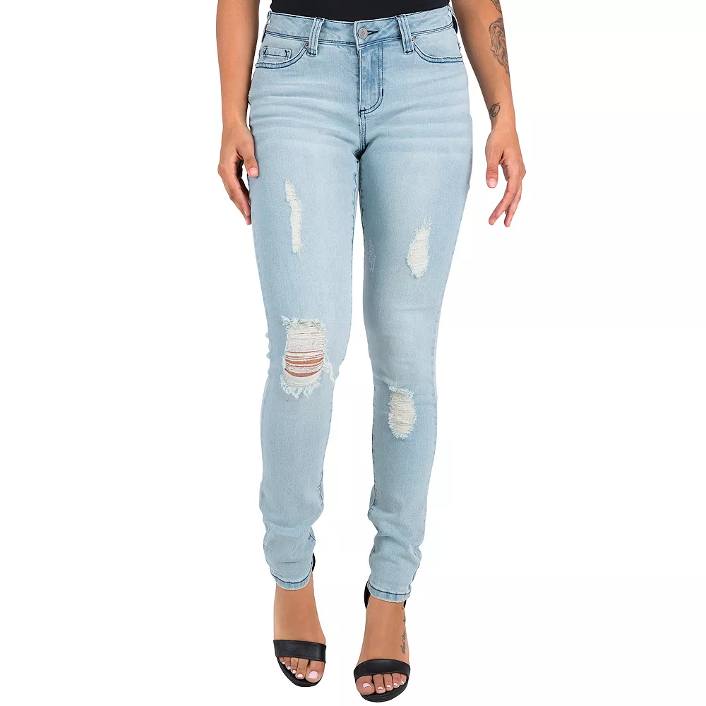 Poetic Justice Women's Curvy Fit Light Stretch Denim Destroyed Skinny Jeans 3 Poetic Justice Women's Curvy Fit Light Stretch Denim Destroyed Skinny Jeans