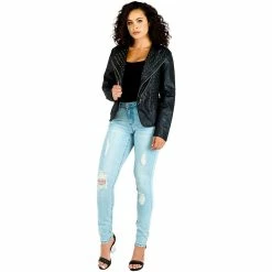 Poetic Justice Women's Curvy Fit Light Stretch Denim Destroyed Skinny Jeans 9 Poetic Justice Women's Curvy Fit Light Stretch Denim Destroyed Skinny Jeans -Women's Pokkori Clothing 6137842 ALT3