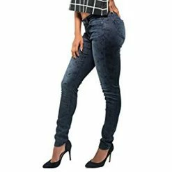 Poetic Justice Women's Curvy Fit Stretch Denim Blasted Daisy Printed Skinny Jeans -Women's Pokkori Clothing 6137843 ALT2