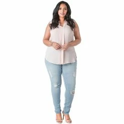 Poetic Justice Plus Size Women's Curvy Fit Denim Destroyed Skinny Jeans -Women's Pokkori Clothing 6137854 ALT3