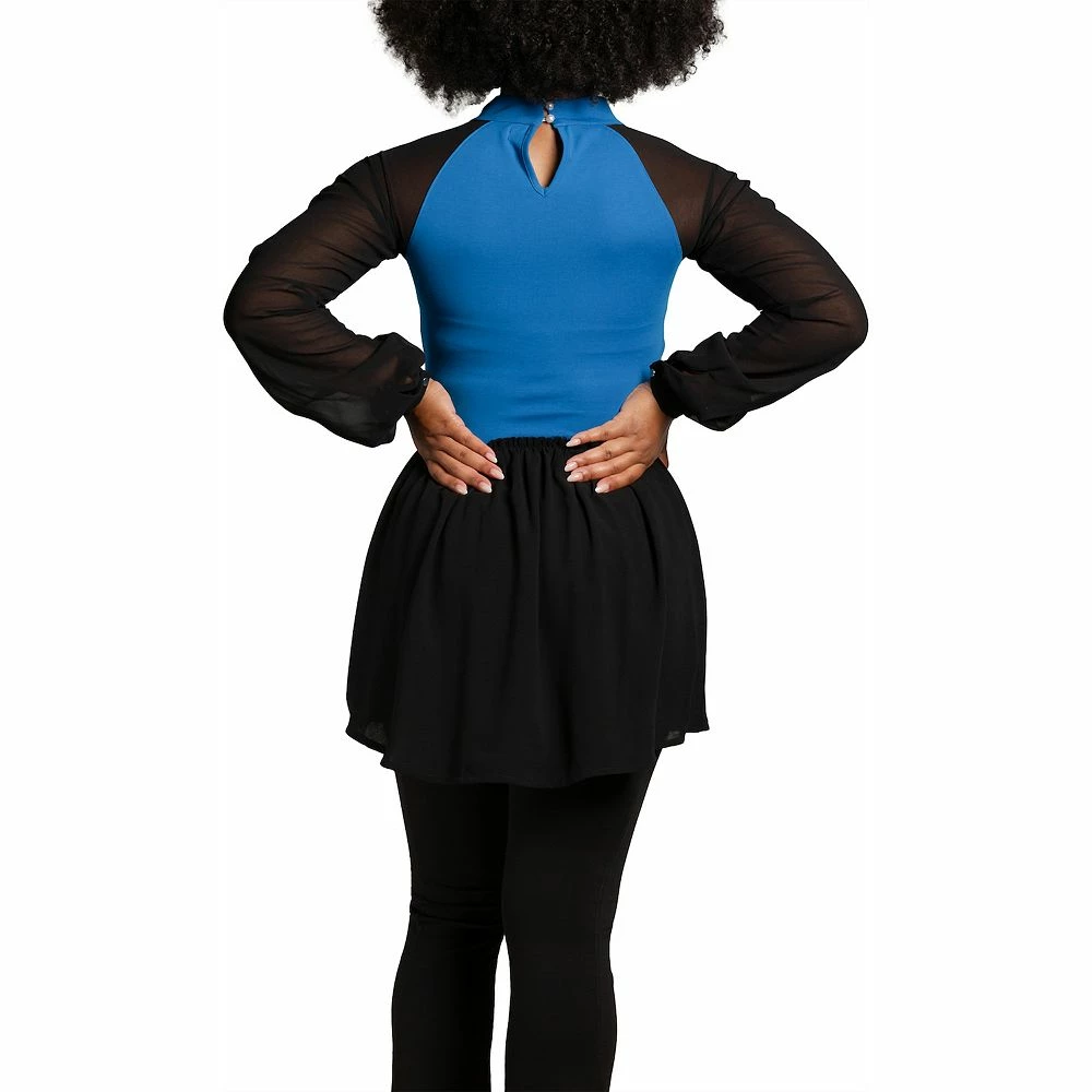 Poetic Justice Women's Mock Neck Lantern Sleeve Two Tone Peplum Tunic Top 4 Poetic Justice Women's Mock Neck Lantern Sleeve Two Tone Peplum Tunic Top - Image 2